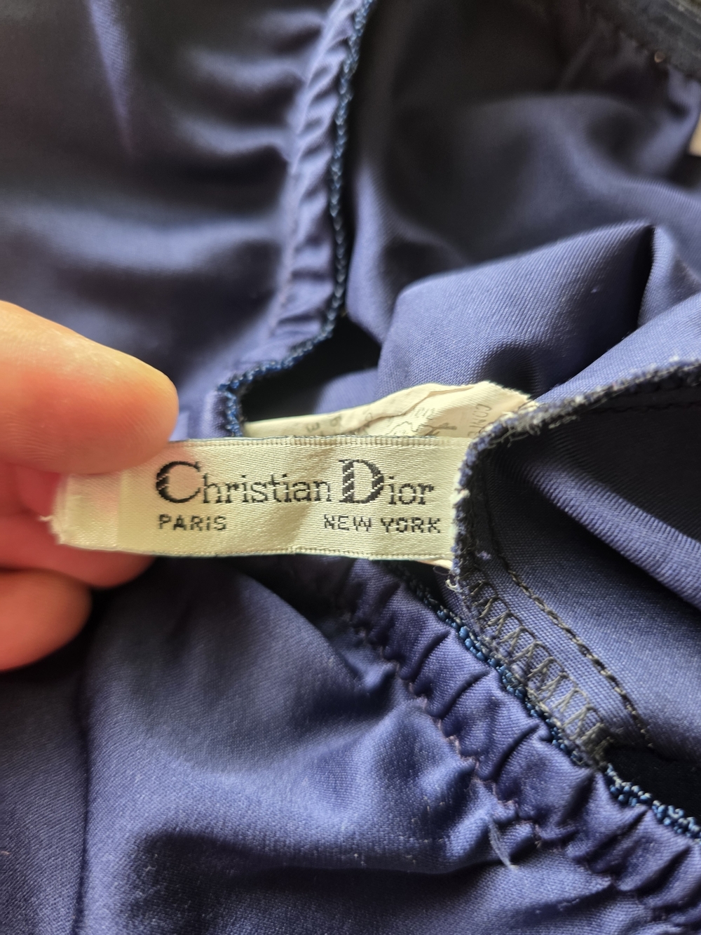 Christian Dior Vintage Navy Half Slip S  Lace Hem, Embroidered Dior Logo, ILGWU - Picture 2 of 14